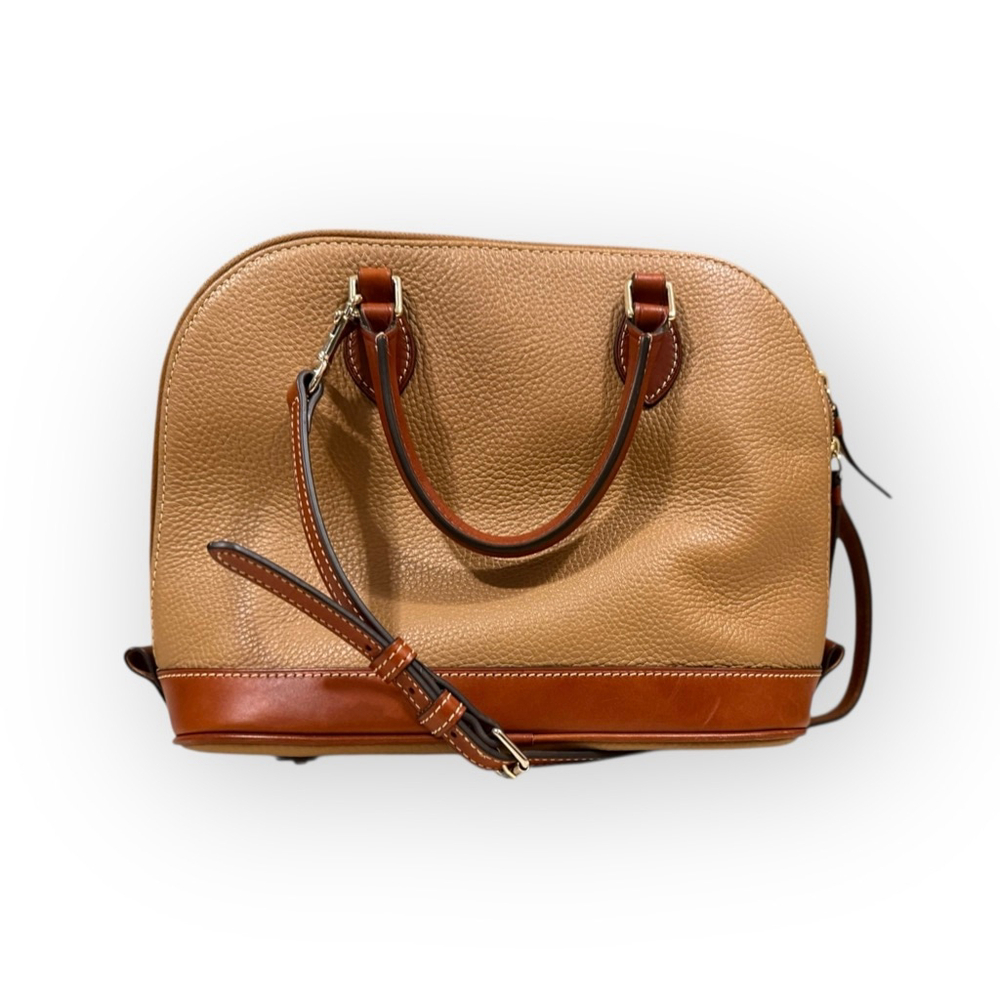 Dooney & Bourke Pebble Leather Zip Zip Satchel Caramel Brown - Picture 3 of 13